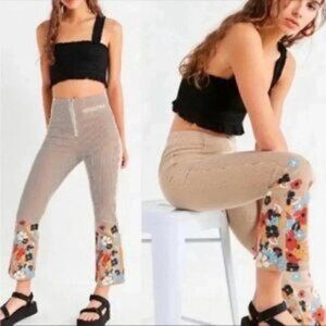 Urban Outfitter BDG Striped Floral Crop Kick Flare High Rise Pants Size 25